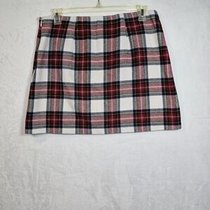 Ambercrombie Wool Blend Red Black White Plaid Mini Skirt Size  L